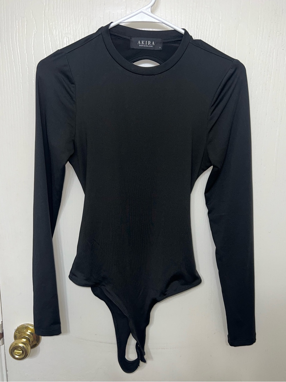 Black Long Sleeve Stretch Bodysuit with Open Back